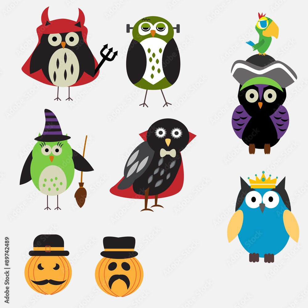 Spooky Halloween Owls vector. illustration EPS10. Spooky Halloween Owls vector. illustration EPS10.