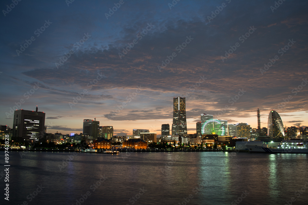 Naklejka premium Night View at Minatomirai, Yokohama in Japan