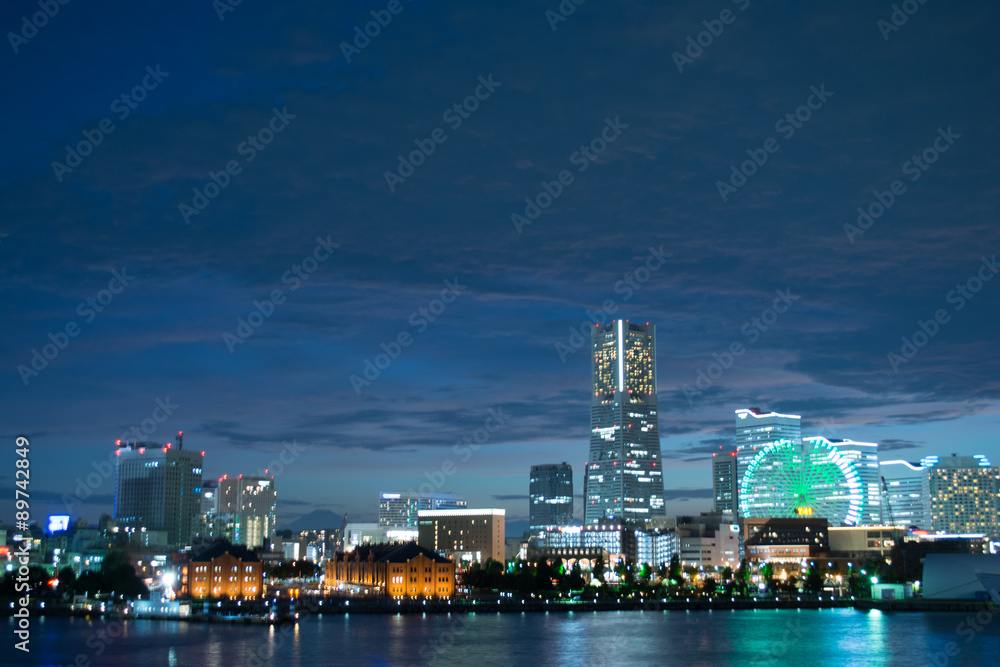 Night View at Minatomirai, Yokohama in Japan Night View at Minatomirai, Yokohama in Japan