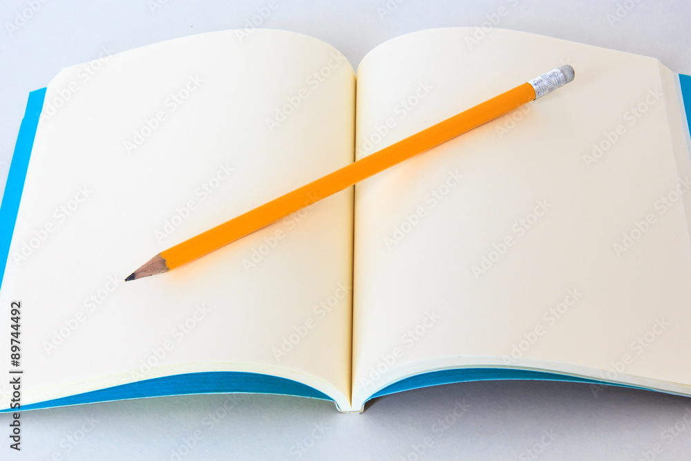 Pencil on Blank Notebook. Pencil on Blank Notebook.