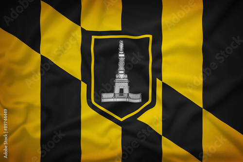 Baltimore Maryland flag on the fabric texture background,Vintage