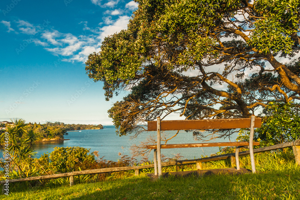 Obraz premium bench on a cliff