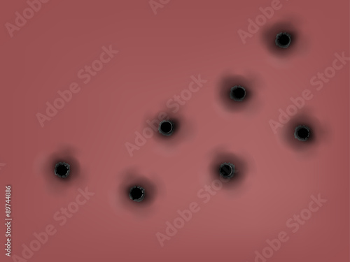 realistic bullet holes from a firearm in a metal plate,texture design concept
