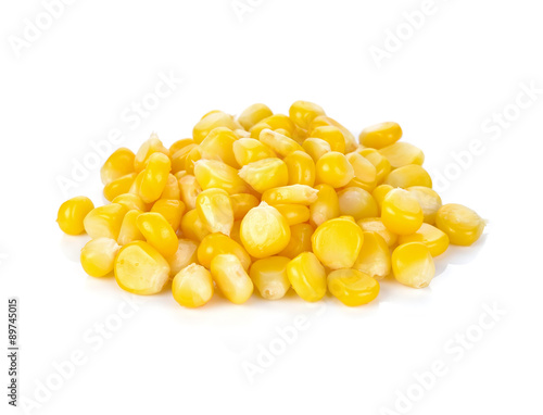 Sweet whole kernel corn on white background