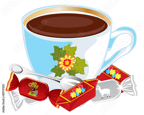 Cup coffee and sweetmeats