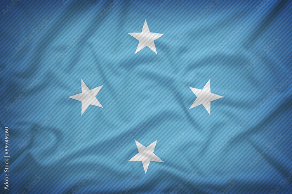 Federated States of Micronesia flag on the fabric texture backgr Federated States of Micronesia flag on the fabric texture backgr