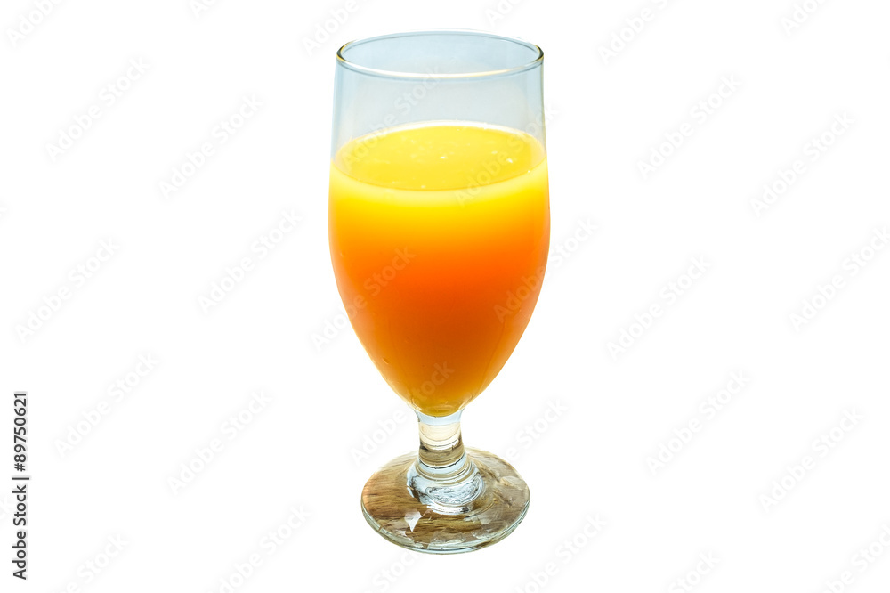 Full high glass of orange juice on background