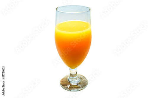 Full high glass of orange juice on background