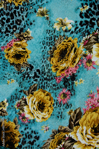 texture of print fabric stripes leopard and flower for backgroun