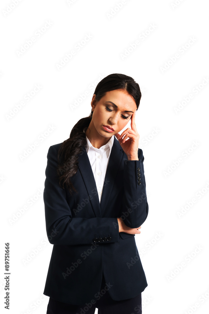 Businesswoman tired because of troubles Businesswoman tired because of troubles