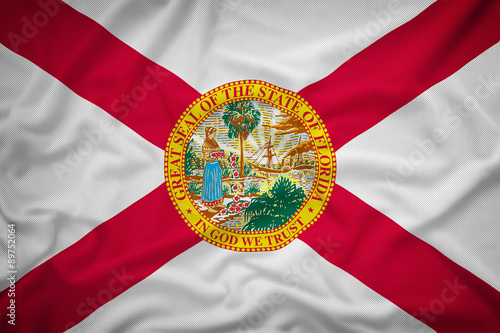 Florida flag on the fabric texture background,Vintage style