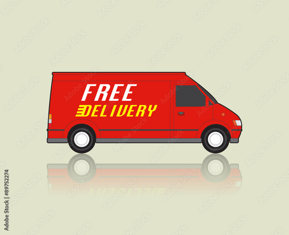 Free delivery car, illustration Free delivery car, illustration