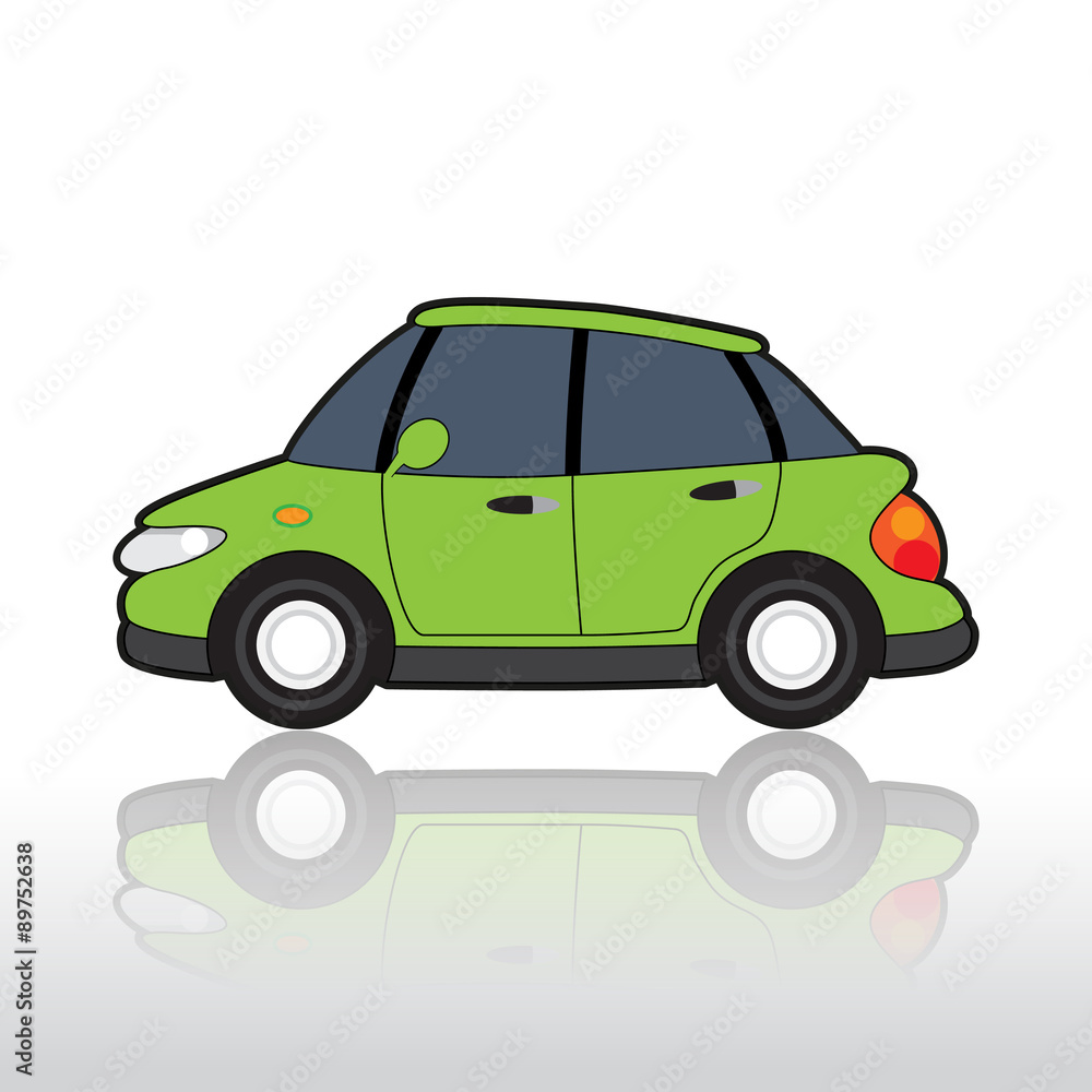 Small green car, illustration