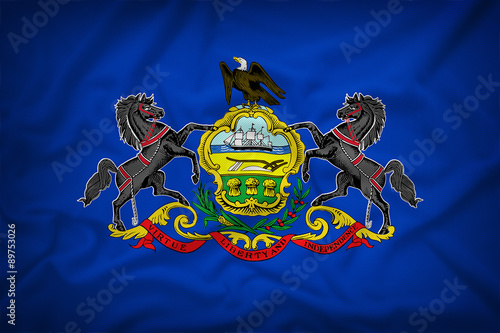 Pennsylvania flag on the fabric texture background,Vintage style