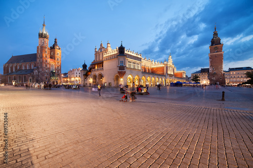 Old Town of Krakow at Dusk in Poland