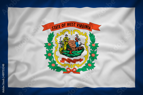 West Virginia flag on the fabric texture background,Vintage styl photo