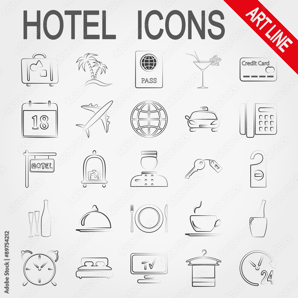 Hotel icon set. Hotel icon set.