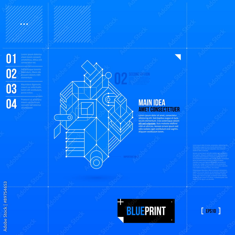 Simple vector layout with abstract outline object in blueprint style. EPS10 Simple vector layout with abstract outline object in blueprint style. EPS10