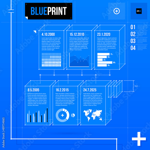 Organization chart template in blueprint style. EPS10