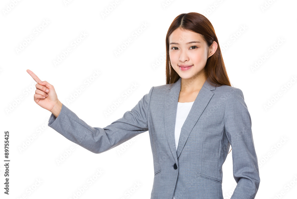 Asian businesswoman with finger point up Asian businesswoman with finger point up