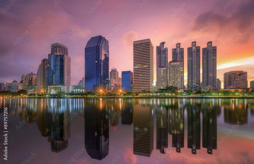 Bangkok city downtown at sunrise