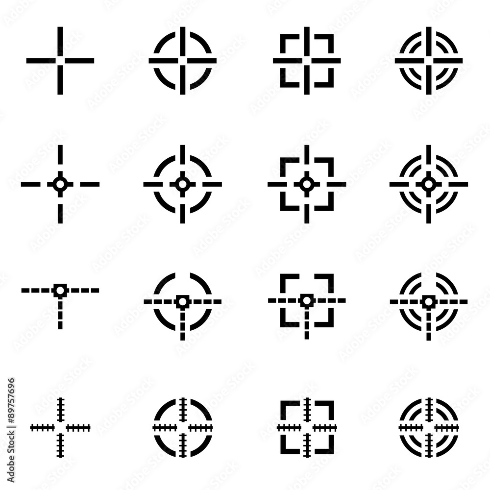 Vector Black Crosshair Icon Set Stock Vector Adobe Stock