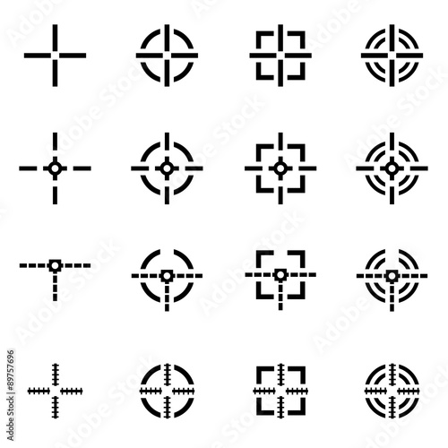 Vector black crosshair icon set