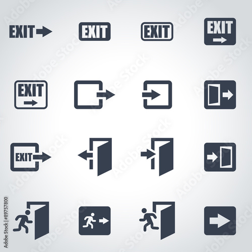 Vector black exit icon set