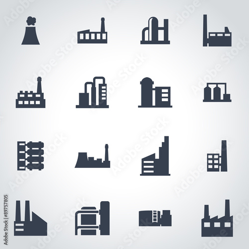 Vector black factory icon set
