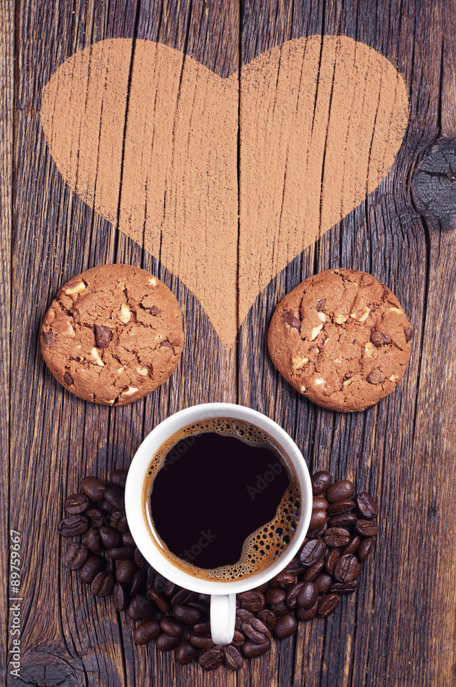 Coffee, cookies and heart