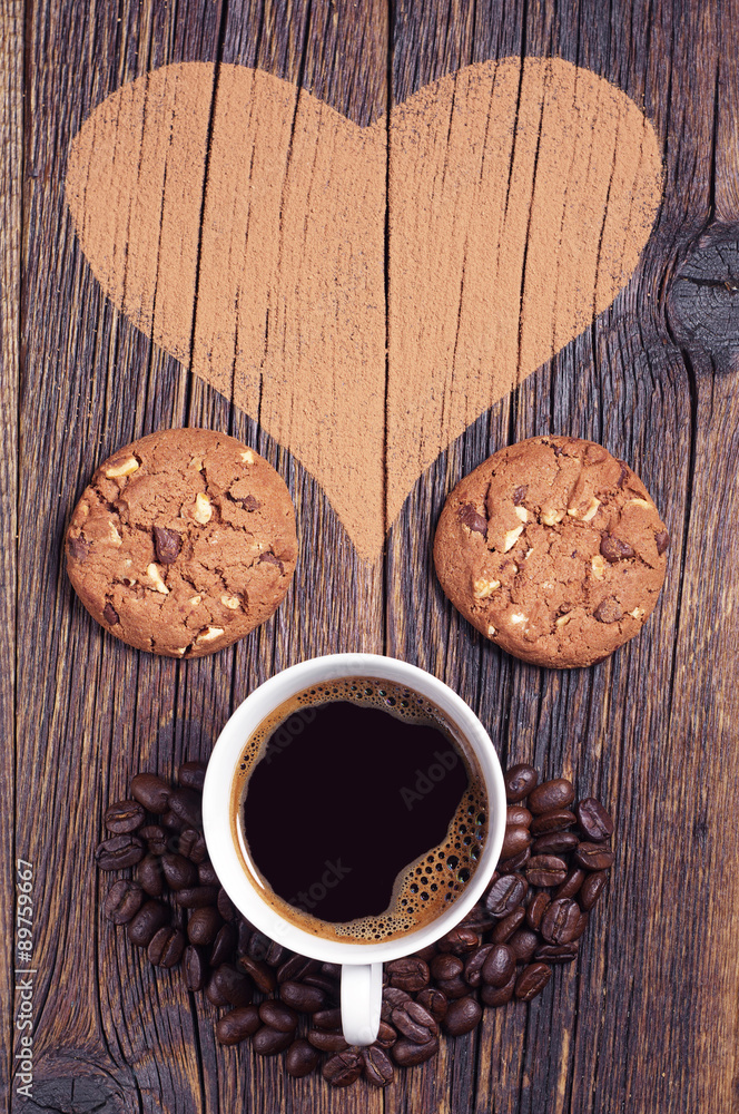 Coffee, cookies and heart Coffee, cookies and heart