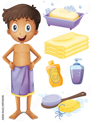 Man in towel and bathroom set