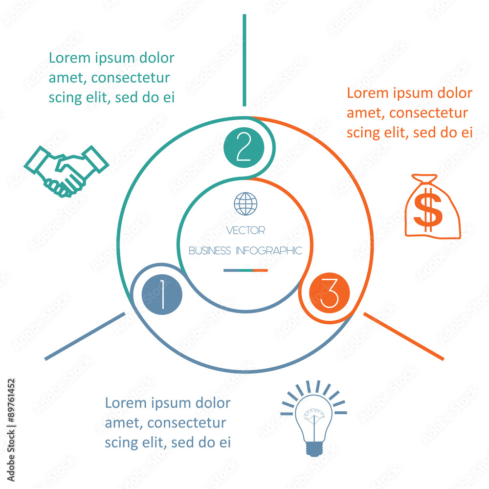 Naklejka premium Multi-coloured ring Infographic three positions