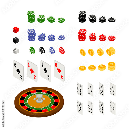 Isometric set of gambling and casino items