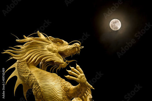 Chinese dragon and full moon.