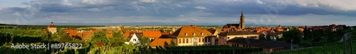 Beautiful colorful sunset over alsacien village Dambach-la-Ville