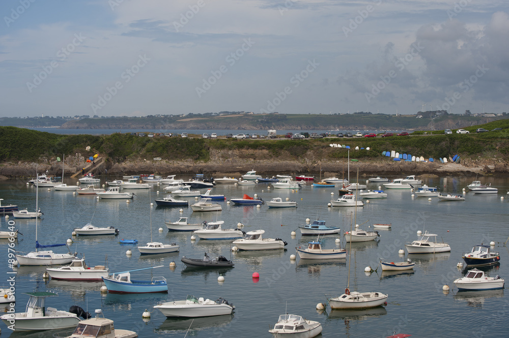 View of the port in the town of Le Conquet (France)..
