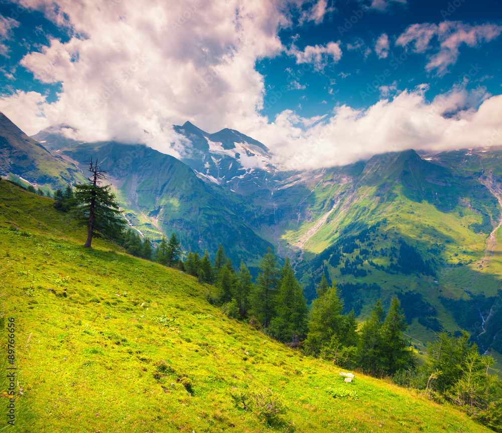 Fototapeta premium Grossglockner mountain range in the morning mist.