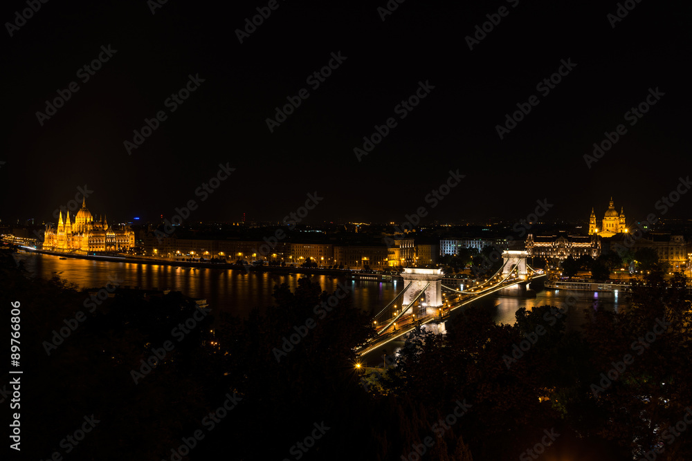 Night panorama view of Budapest