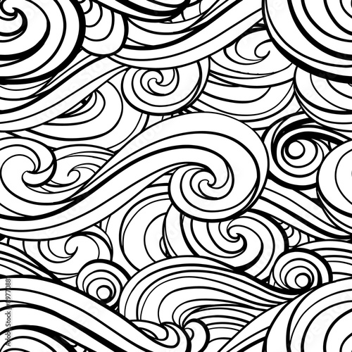 Stylized waves seamless pattern