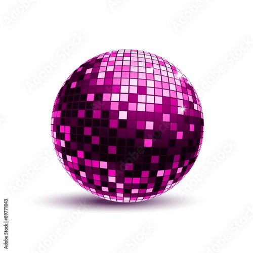Vector Illustration of a Pink Disco Ball
