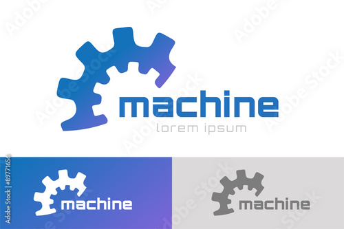 Gear vector logo icon template. Machine, progress, teamwork