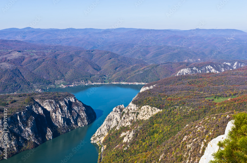 Cliffs over Danube river where Djerdap gorge is narrowest