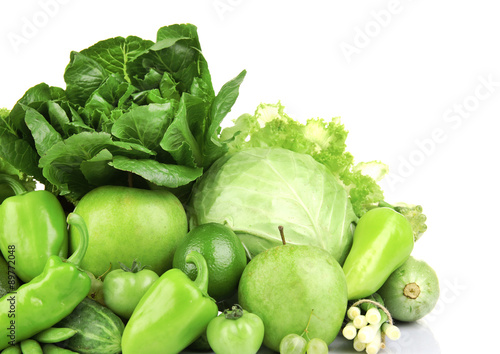 Fresh green food isolated on white