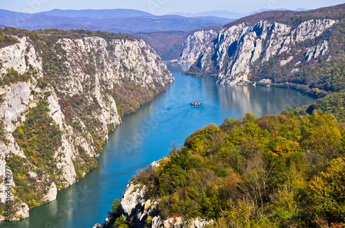 2000 feets of vertical cliffs over Danube river at Djerdap gorge