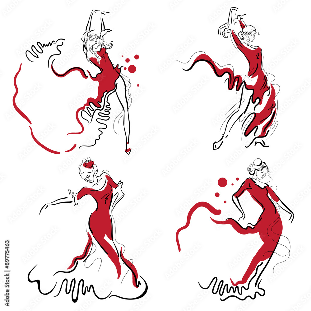 Flamenco dance vector sketches. Stock Vector Adobe Stock
