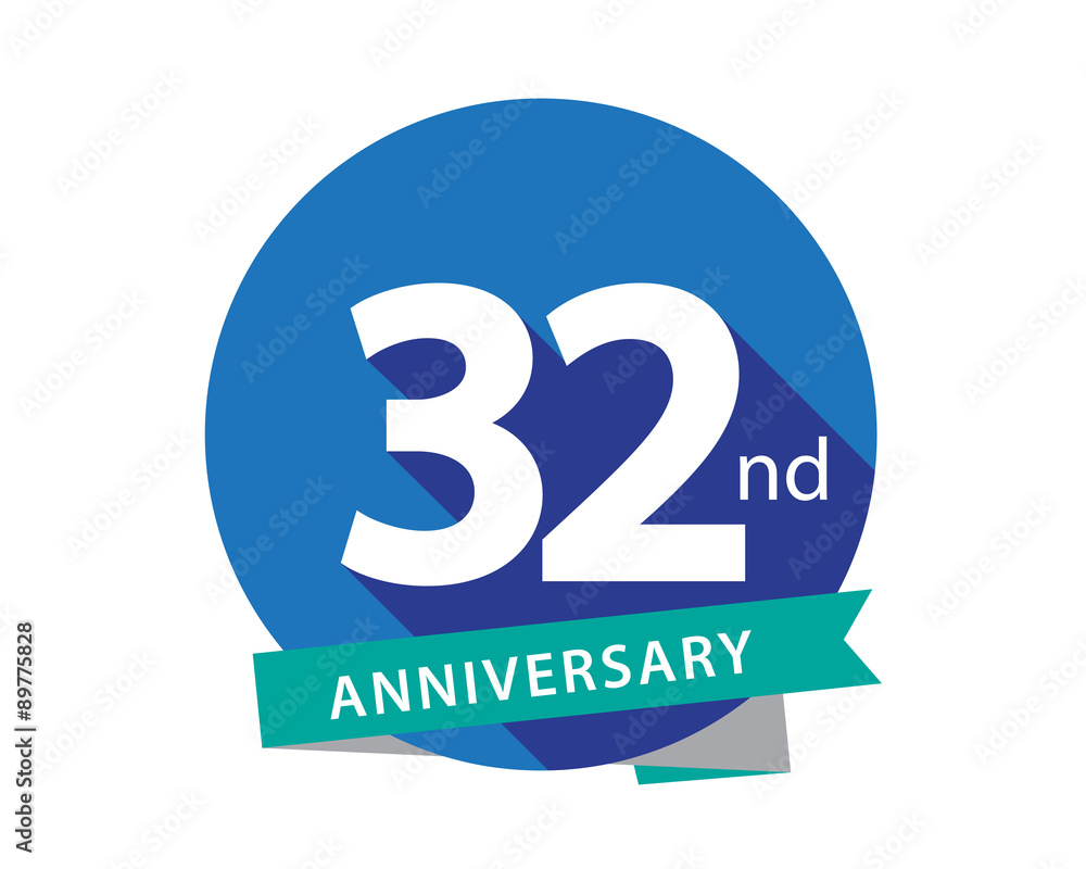 Obraz premium 32 Anniversary Blue Circle Logo