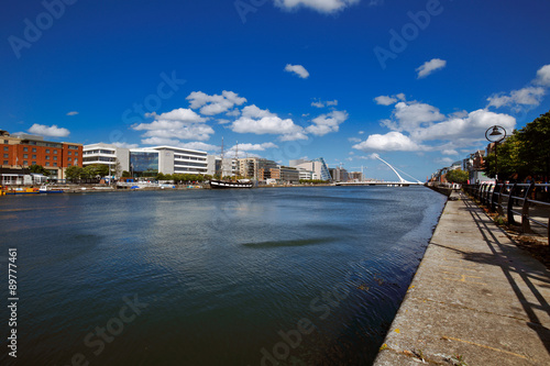 Photography North bank of the river Liffey at Dublin City Centre with Samuel Beckett Bridge
