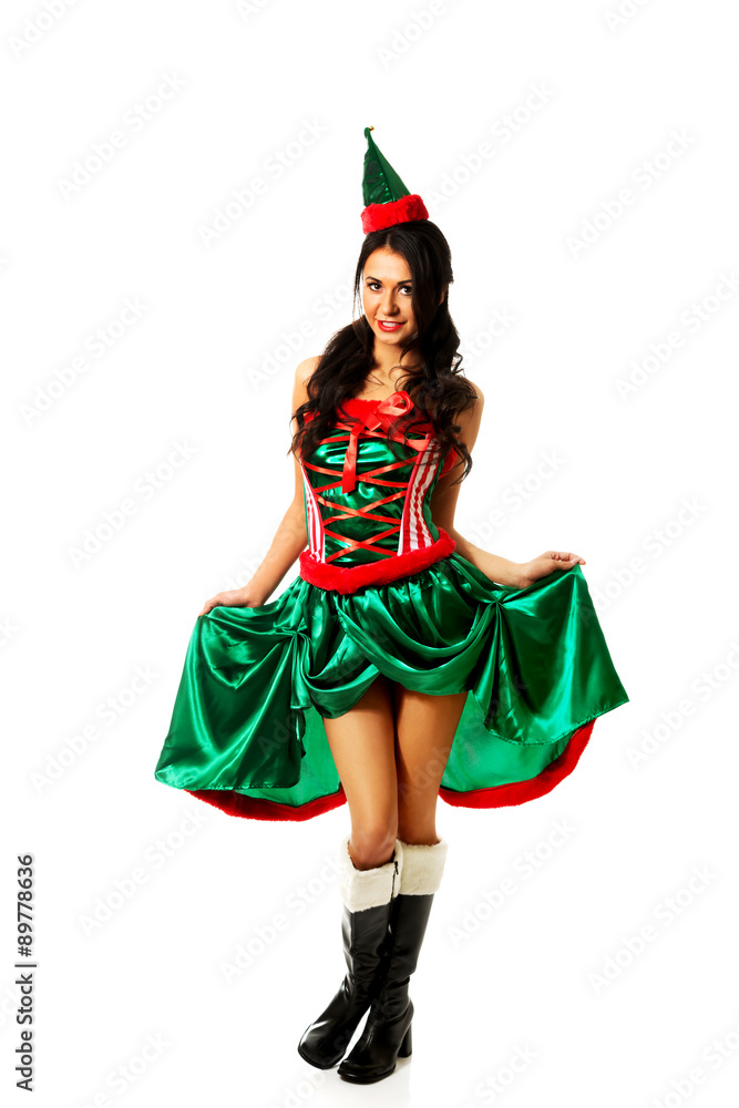 Woman wearing elf clothes
