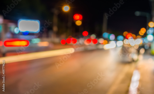 image of blur street bokeh background with warm colorful lights